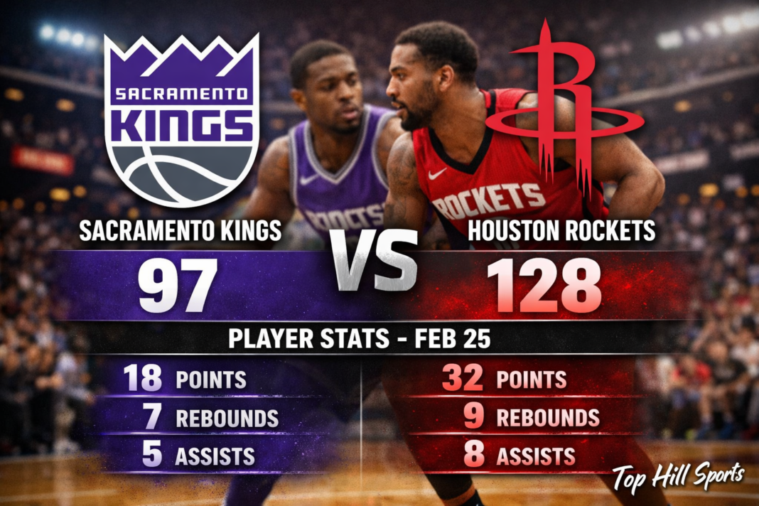 Sacramento Kings vs Houston Rockets Match Player Stats (Feb 25, 2026)